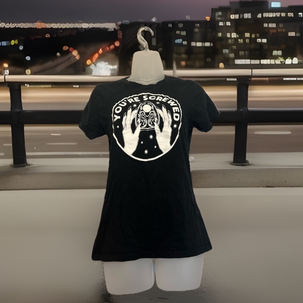 Goodie Two Sleeves Black Matter “You’re Screwed” Ouija Black Tee Shirt Medium
